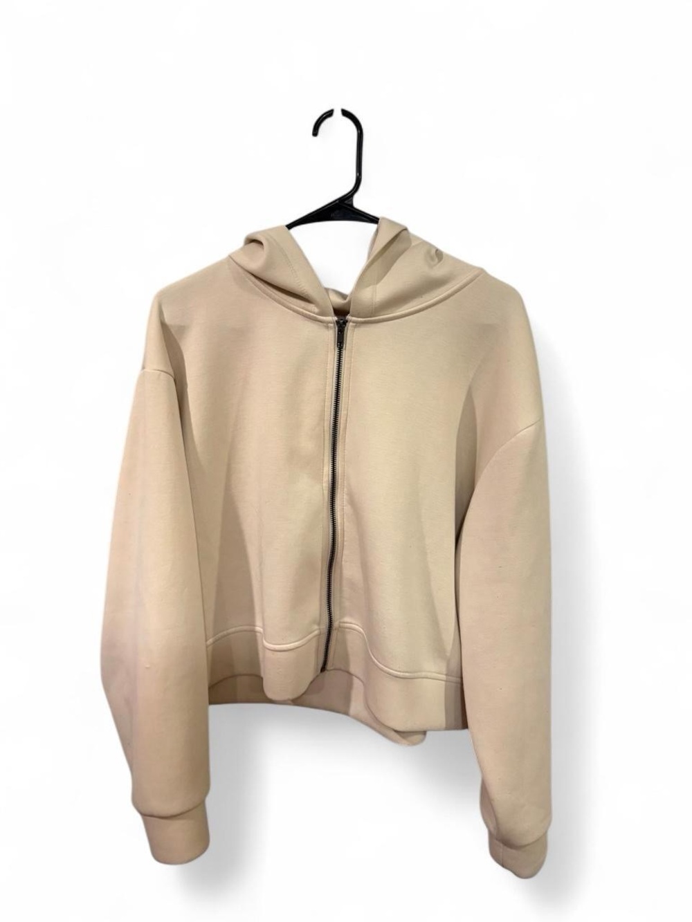 a new day Cream Zip Front Hoodie Cropped Jacket